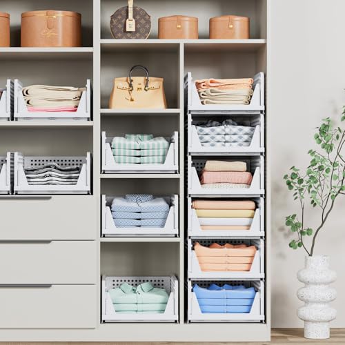5 Pack Stackable Closet Storage Basket (5 Count)