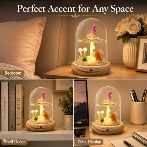 Mushroom Lamp in Glass Dome