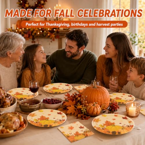Fall Maple Leaves Paper Plates and Napkins (50 Count)