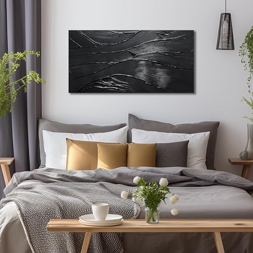 Abstract Painting Wall Art For Living Room Black Painting Wall Decor For Bedroom Modern Wall Art For Bathroom Size 20 x 40 Inch