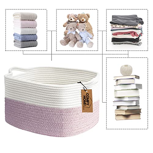 Cotton Rope Woven Basket with Handles for Shelves