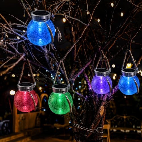 Solar Glass Jar Lantern RGB Color Changing (6 Count)