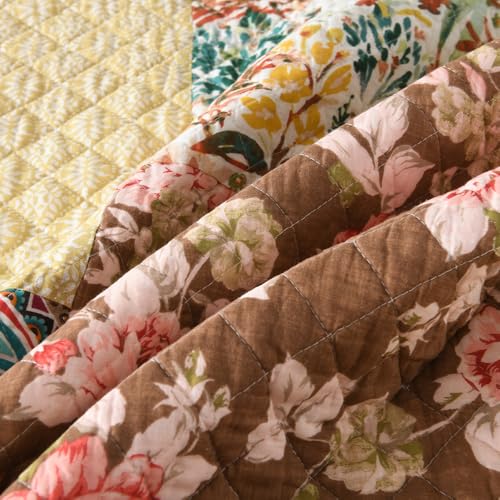 Cotton Bedspread Luxury Vintage Paisley Floral Patchwork Quilt Yellow Bedding Sets