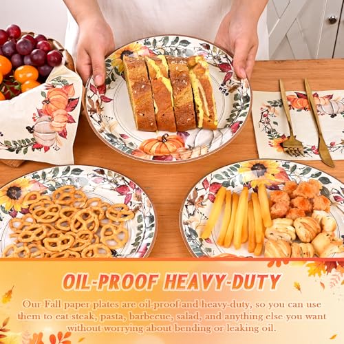 200 Pcs Fall Paper Plates and Napkins (200 Count)