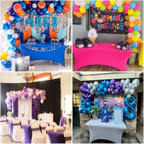 2Pack Waterproof Spandex Table Cover for 6FT Table Universal Fitted Stretch Tablecloth for Party (2 Count)