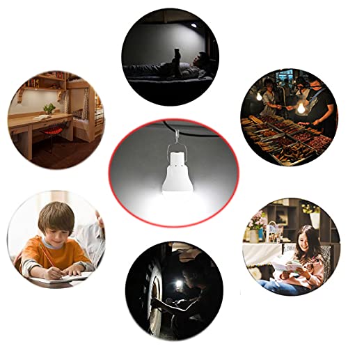 Solar Light Bulb Portable 350LM Solar Powered Camping Light Led Lantern Outdoor for Lamp Light Hiking Fishing Tent Indoor Shed Chicken Coop Hurricane Emergency with USB Chargeable (2 Count)