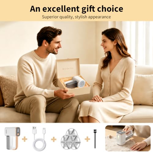 Fabric Shaver Rechargeable Lint Remover with 3 Extra Blades & Light