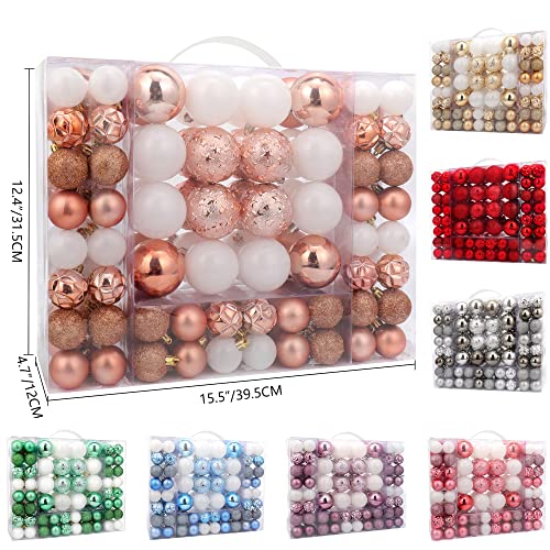 87ct Christmas Ball Ornaments Set Shatterproof Seasonal Hanging Decorations with Reusable Hand (87 Count)