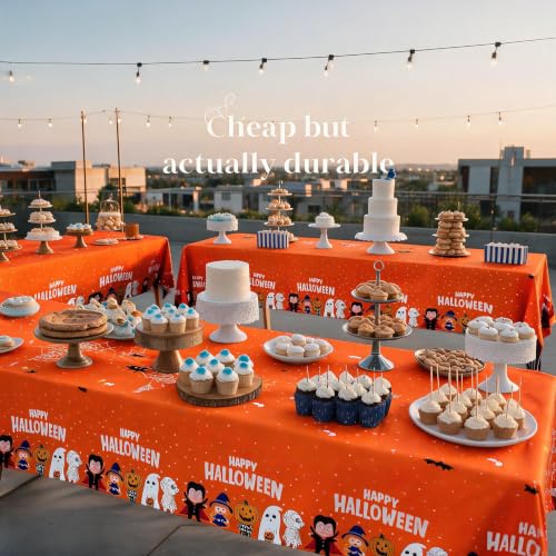 Halloween Tablecloth Disposable Table Cover Kids Birthday Party Decoration (4 Count)