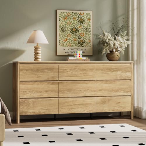 Oak 9 Drawer Dresser for Bedroom
