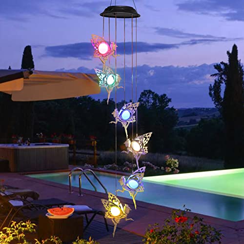 Solar Wind Chimes for Outside Changing Colors Fairy Wind Chime Lights Windchimes Outdoors Unique Decorative Mobile Gifts for Mother's Day Thanksgiving Christmas Birthday