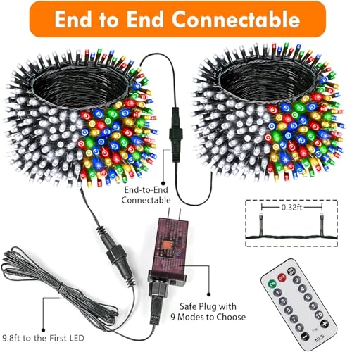 75.8FT Connectable Color Changing Christmas Light with Remote Timer 200 LED
