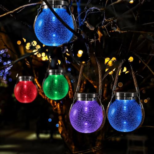 Solar Glass Jar Lantern RGB Color Changing (2 Count)