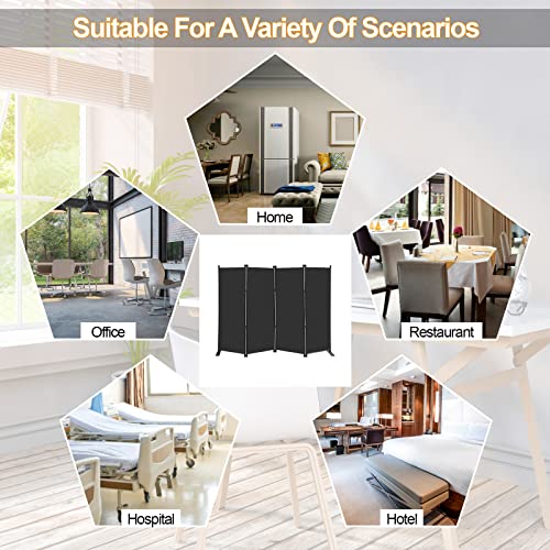 4 Panel Room Divider 6Ft Tall Indoor Foldable Privacy Screen wall