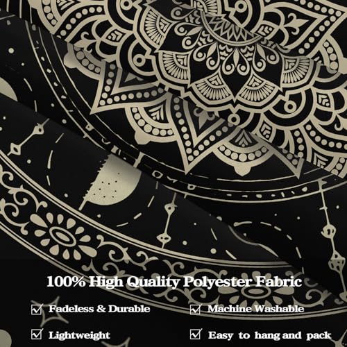 Mandala Moon Tapestry Boho Tapestry for Bedroom Black Tapestries Wall Hanging Living Room Wall Art and Home Decor 60x80