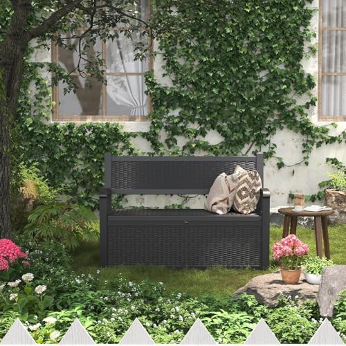 70 Gallon Lockable Outdoor Storage Bench Waterproof