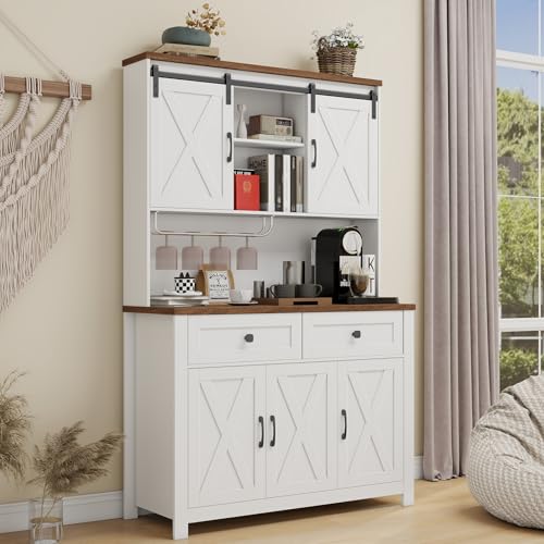 67.7 Inch Farmhouse Pantry Storage Cabinet with Sliding Barn Doors