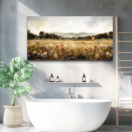 Modern Canvas Print Wall Art Vintage Home Decorlawn Painting With Floral Wall Art Printsclassic Landscape Office Living Room Bedroom Wall Decor Home Decorcan Be Hung Directly 24x48 Inches