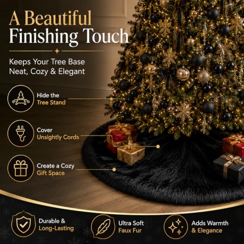 48 Inch Black Christmas Tree Skirt