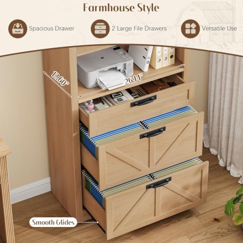 71" Tall Arched Bookcase with File Cabinet Drawers