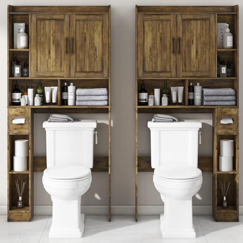 Farmhouse Over The Toilet Storage Cabinet with Barn Door