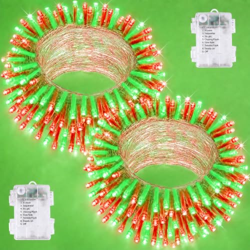2 Pack 200 LED Battery Operated String Lights