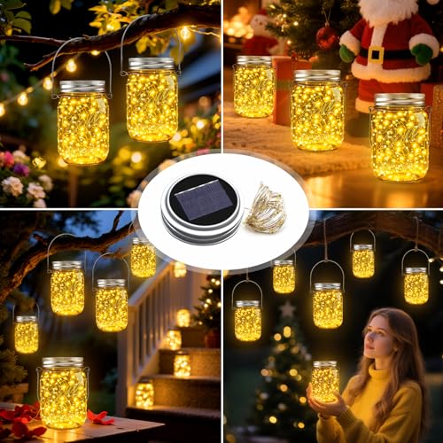 Mason Jar Solar Lights for Outside (12 Count)