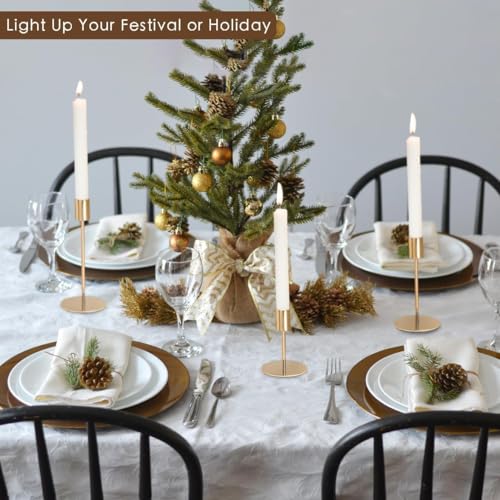 Gold Candlestick Holders Bulk for Taper Candles Decorative Metal Candelabra Candle Holders Fit 0.8 Inch Diameter Candles Gold Taper Candle Stands for Wedding Home Party Table Decor (27 Count)