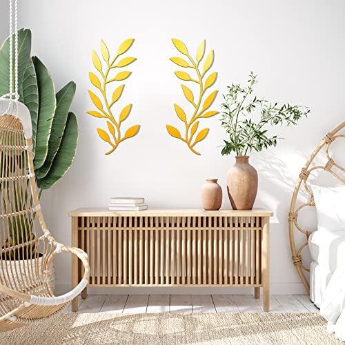 2 Pcs Metal Leaf Wall Art Vine Branch Decor (2 Count)