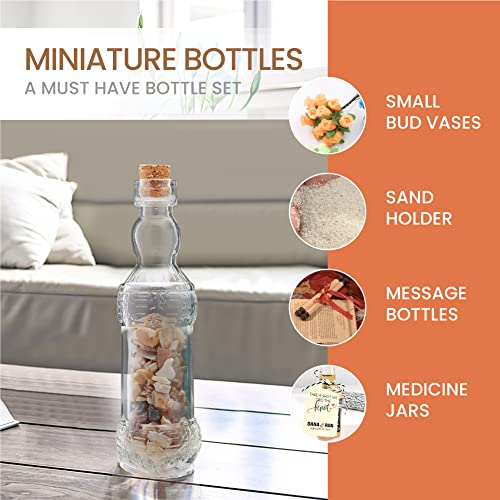 Small Mini Clear Vintage Glass Bottles with Corks (12 Count)