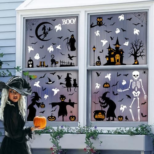 150 Pcs Halloween Window Clings Halloween Decor Indoor Bats Window Decoration (195 Count)