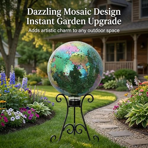 10" Mosaic Glass Gazing Ball for Garden Decor
