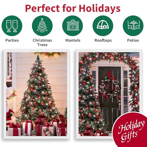 Red White Valentine's String Lights 100LED 21.6FT Mini Fairy Light Green Wire Christmas Lights Plug in for Indoor & Outdoor Party Patio Bedroom Xmas Tree Garland Galentine's Day Decoration (100 Count)