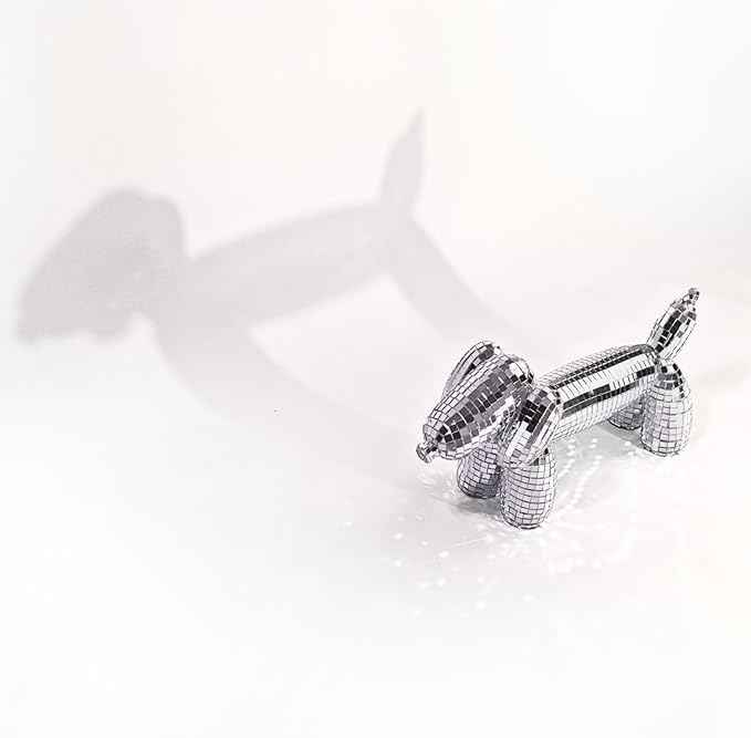 Disco Wiener Dog, Dachshund Decor, Maximalist Balloon Wiener Dog Statue, Aesthetic Disco Ball Home Decor