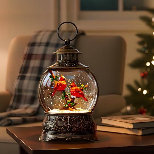 Christmas Snow Globes Water Lantern with Cardinal