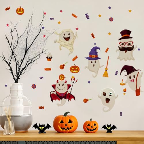 6 Sheet Halloween Stickers Clings Cute Ghost Decals Decor for Kids (6 Count)