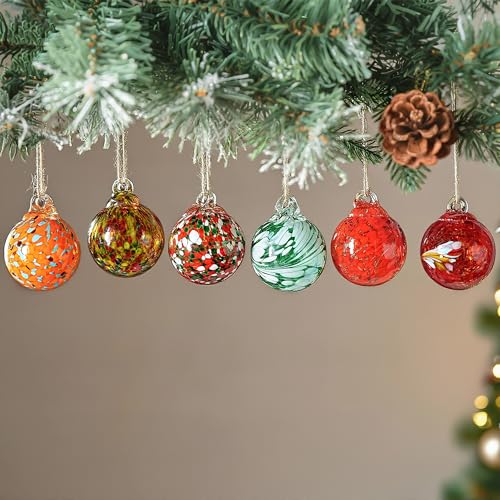 6 Pack Hand Blown Glass Balls Ornaments Hanging Witches Ball Gazing Ball