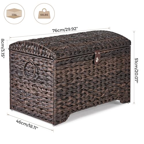 178L Handwoven Wicker Storage Basket with Lid