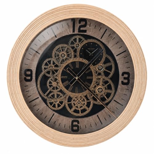 Real Moving Gears Wall Clock Large Farmhouse Clocks for Living Room Decor