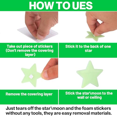 100 PK Green Glow in The Dark Stars for Ceiling Easter Basket Stuffers for Kids (100 Count)