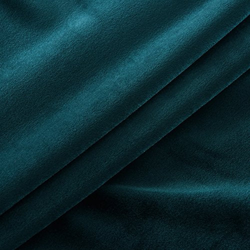Super Soft Luxury Room Darkening VelvetDark Green Blackout Energy Efficient Grommet Curtain Panel Drapes Peacock Blue 52Wx84L