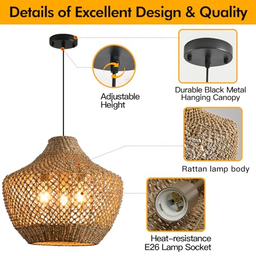 18.9”Large Rattan Chandelier 3