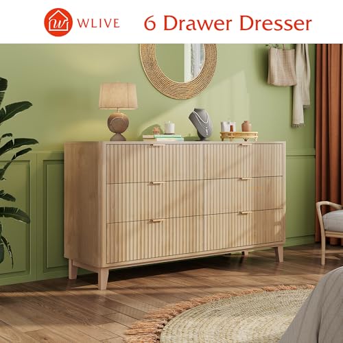Fluted Dresser for Bedroom with 6 Drawers