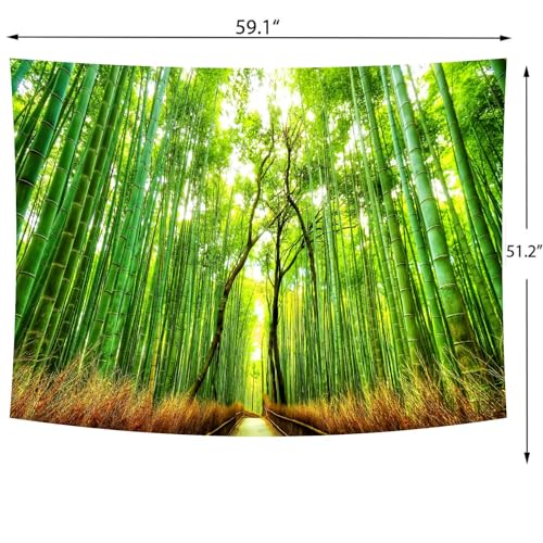 Forest Pathway Tapestry Sunset Tropical Rainforest Nature Tree Tapestry Wall Hanging Sunrise Scenic Natural Green Landscape Headboard for Bedroom Living Room Home Decor