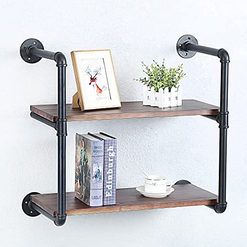 Industrial Pipe Shelves With Wood Planks