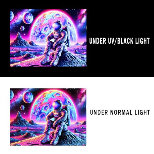 Blacklight Tapestry Astronaut Cosmic UV Backdrop 78 x 59 Inch