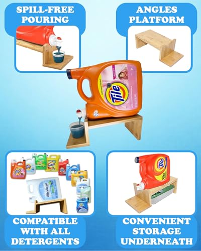 Liquid Laundry Detergent Holder Stand with Tray & Strap