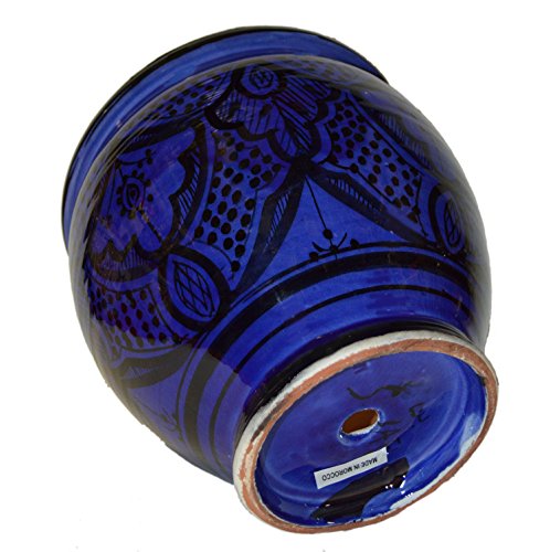 Flower Pot Moroccan Spanish Garden Drain Hole Ceramic Planter Handmade Multicolored