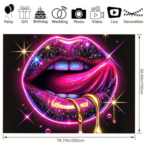 Blacklight Tapestry Lips Wallpaper Room Decor 78 x 59 Inch