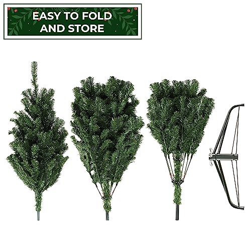 7.5FT Realistic Green Spruce Unlit Artificial Holiday Christmas Tree with Sturdy Metal Stand